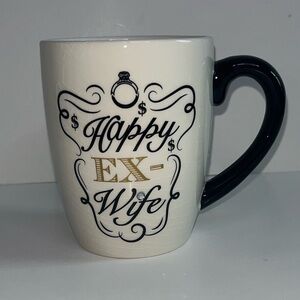 3 for $20 BREAK UP LAUGHING Happy Ex-Wife Coffee Mug Black and White Embellished